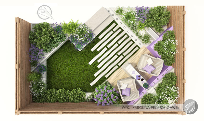 Projekt mikro ogrodu przy jednej z białostockich szeregówek: Green Design